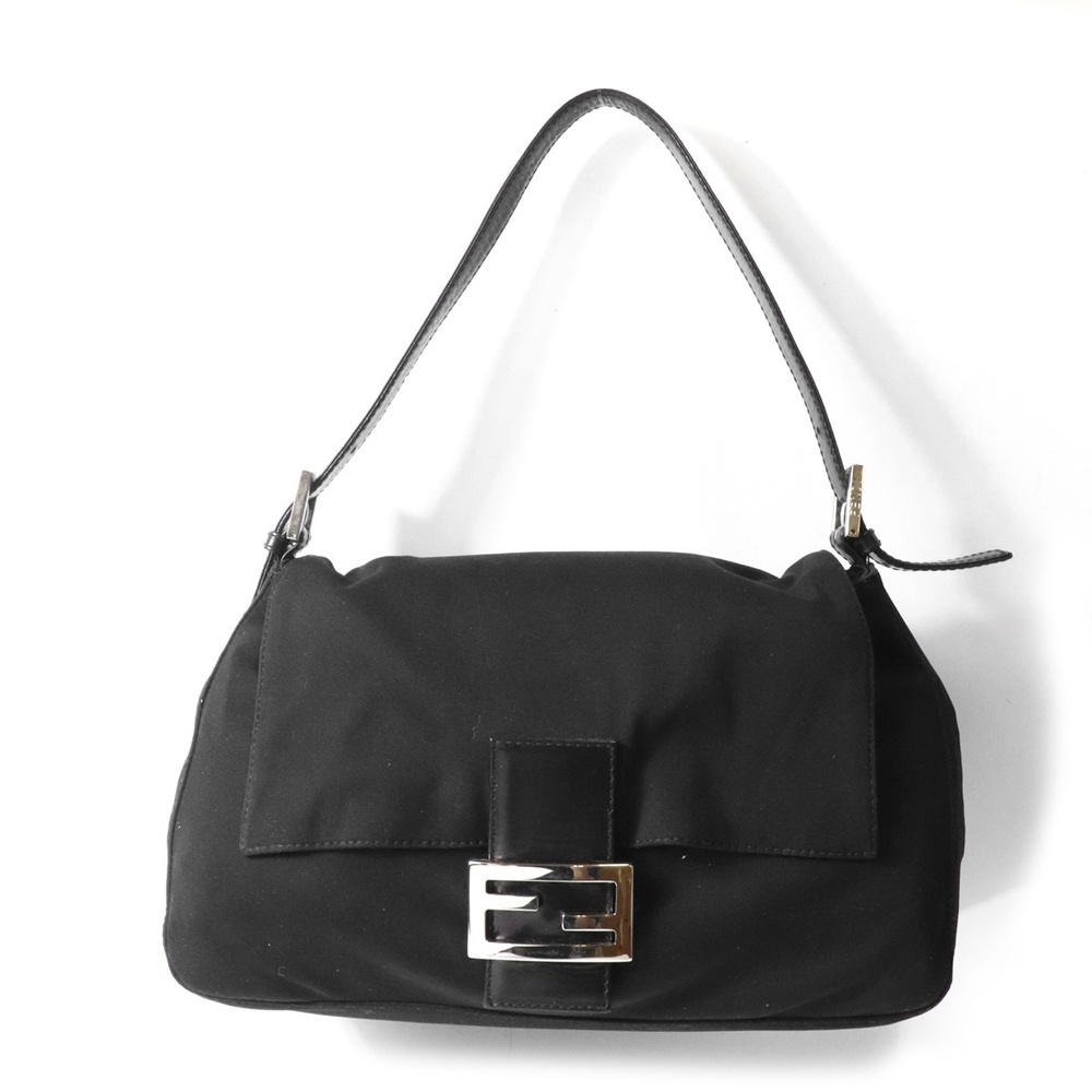 FENDI Mamma Bucket Shoulder Bag Jersey Black
